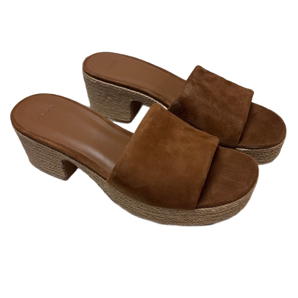 Vince Tan Suede Platform Mules